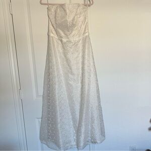 Jessica McClintock Bridal 12 Strapless White Floral Embroidered Wedding Dress